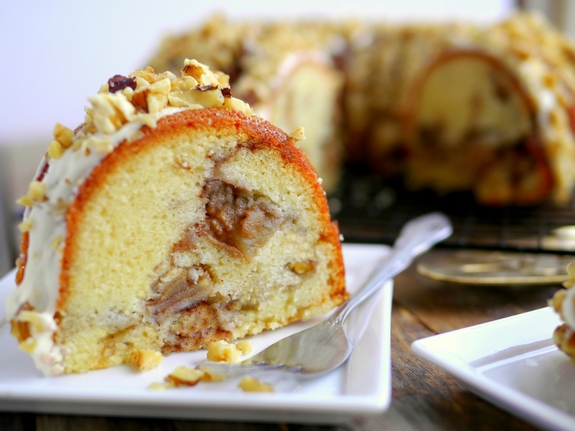 Apple Chai Cake with Maple Cream Cheese Drizzle just have a slice