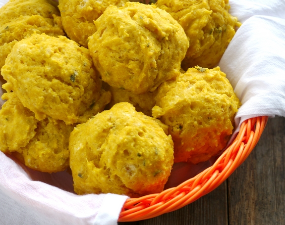 Pumpkin Sage Drop Biscuits in a basket