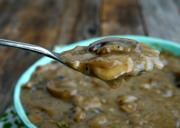 Super Easy Mushroom Gravy from the side