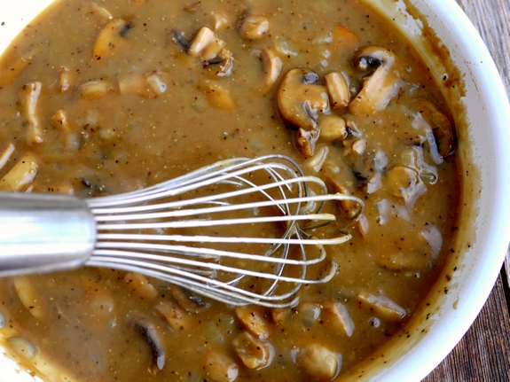 Super Easy Mushroom Gravy whisk