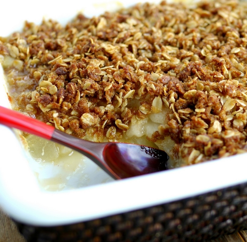 A classic pairing of pears and ginger makes this Pear and Ginger Crumble recipe a dessert you will not soon forget. Serve warm right out of the oven with a scoop of vanilla ice cream for the ultimate treat. Easy enough to make on a weeknight too. Ginger crumble