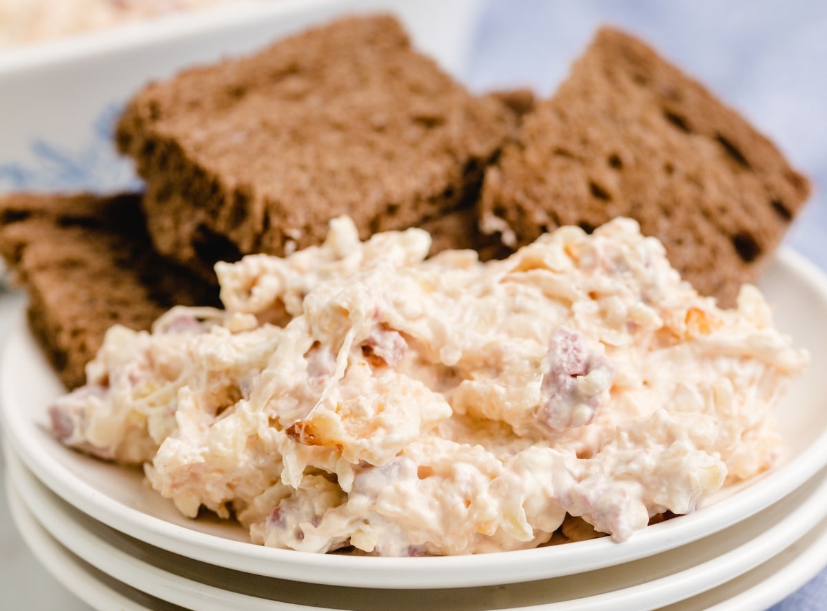 hot and cheesy Reuben dip