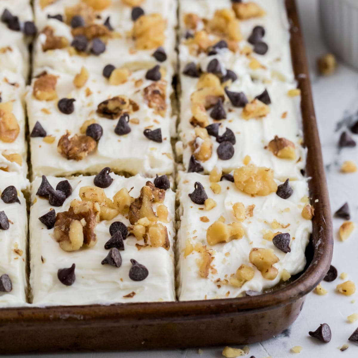 Banana Sheet Cake with Cream Cheese Sour Cream Frosting