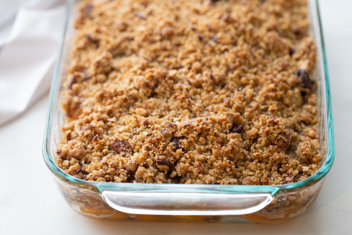 This streuseled sweet potato casserole is the ultimate holiday side, with a rich, creamy base and a crunchy streusel topping. Packed with add-ins, it’s perfect for every Thanksgiving table. sweet potato casserole Thanksgiving