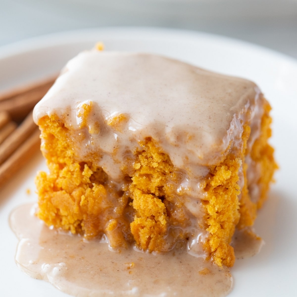 Here’s how to keep your pumpkin cake fresh and tasty: Store any leftover cake in an airtight container at room temperature for up to 3 days. If you want to keep it longer, pop it in the fridge where it’ll stay good for up to a week. To freeze, wrap the cake tightly in plastic wrap and then foil. It’ll stay fresh for about 2-3 months. Just thaw it at room temperature before serving. For best results, store the apple cider glaze separately and add it just before serving to keep it from soaking into the cake. apple cider glaze on pumpkin cake