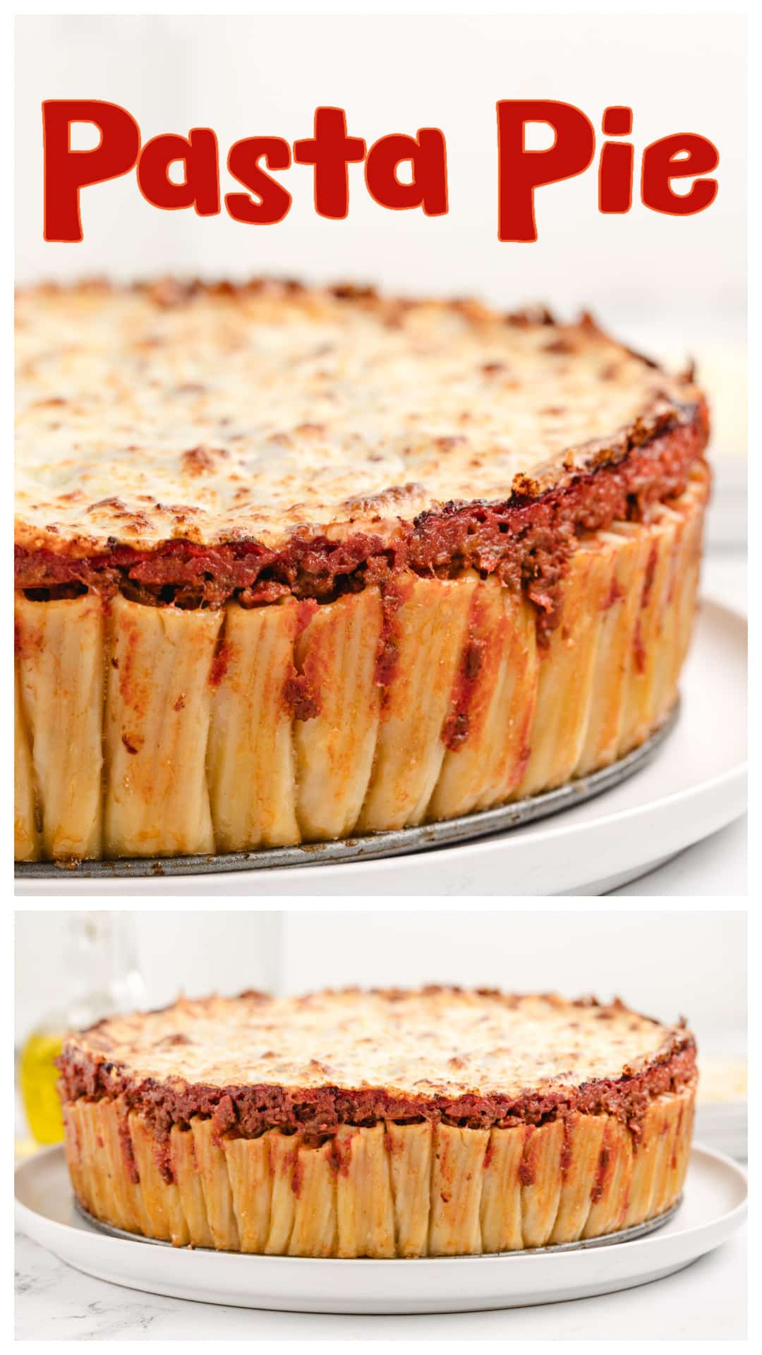 This pasta pie is a showstopping baked rigatoni dish packed with hearty meat sauce and topped with golden, bubbly mozzarella. Made in a springform pan, it holds its shape for perfect slices, making it a fun and impressive way to serve pasta. With simple ingredients like rigatoni, Parmesan, and crushed tomatoes, this comforting baked pasta recipe is easy to make and full of flavor. Perfect for pasta night, meal prep, or a cozy family dinner. via @cmpollak1