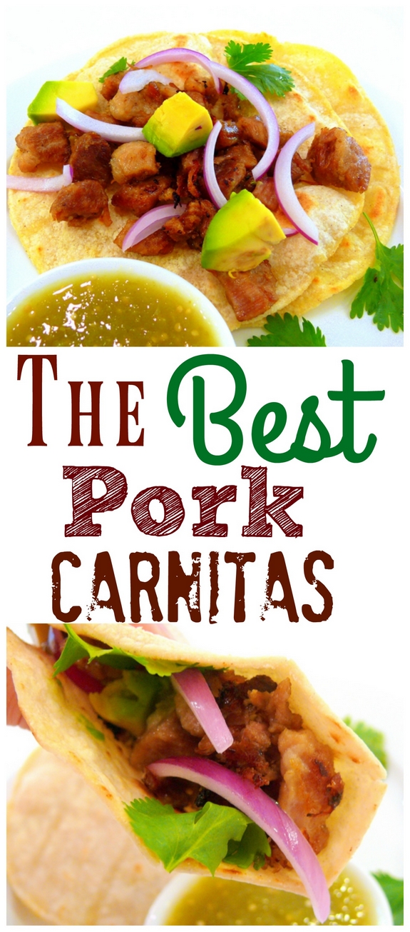 The Best Pork Carnitas are so easy to make they are perfect for a weeknight dinner. Make them for Cinco de Mayo for a delicious, authentic meal. #noblepig #carnitas #tacos #mexican #pork