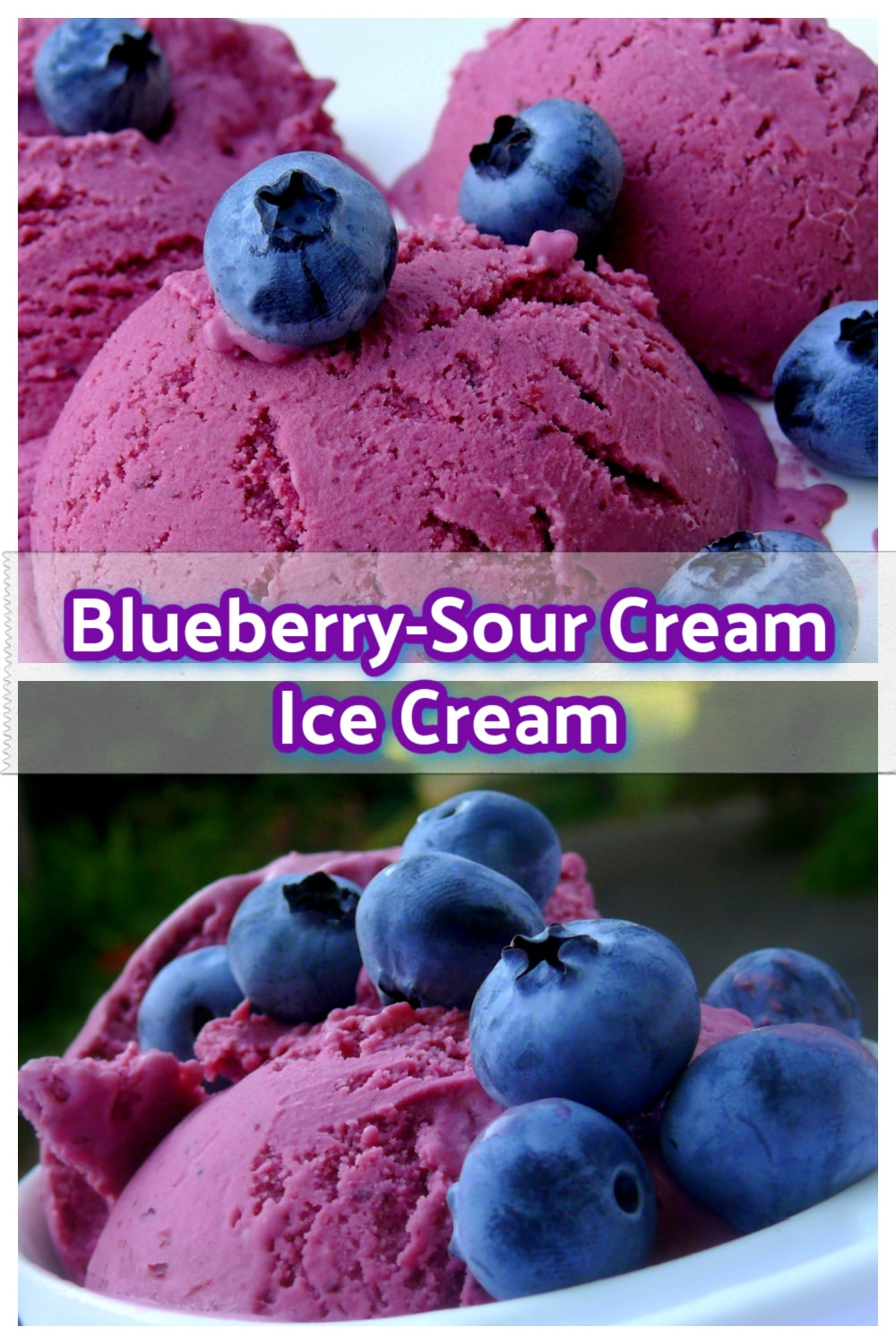 Cool down with a refreshing treat - blueberry sour cream ice cream. A rich and decadent dessert that tastes like cheesecake. via @cmpollak1
