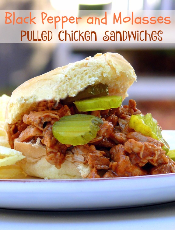 Black Pepper and Molasses Pulled Chicken Sandwiches