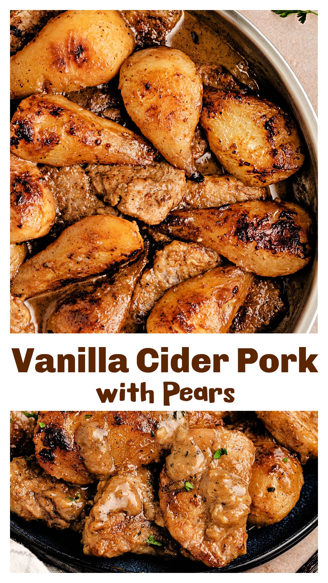Vanilla Cider Pork with Pears is a fall skillet dinner made with pork tenderloin, Bosc pears, hard apple cider, and real vanilla bean. The sauce reduces into a buttery, caramelized mix of sweet and savory flavors that feels right for the season. This pork and fruit combination shows how cider and cream create balance in one skillet. Perfect for cool nights, Sunday dinners, or when you want something that tastes slow-cooked but isn’t. via @cmpollak1