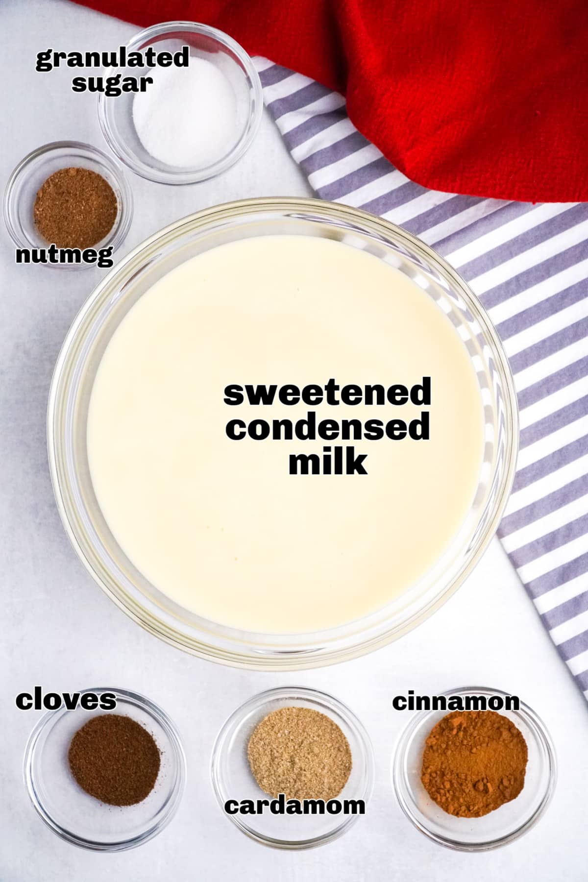 Ground spices and sugar added to sweetened condensed milk