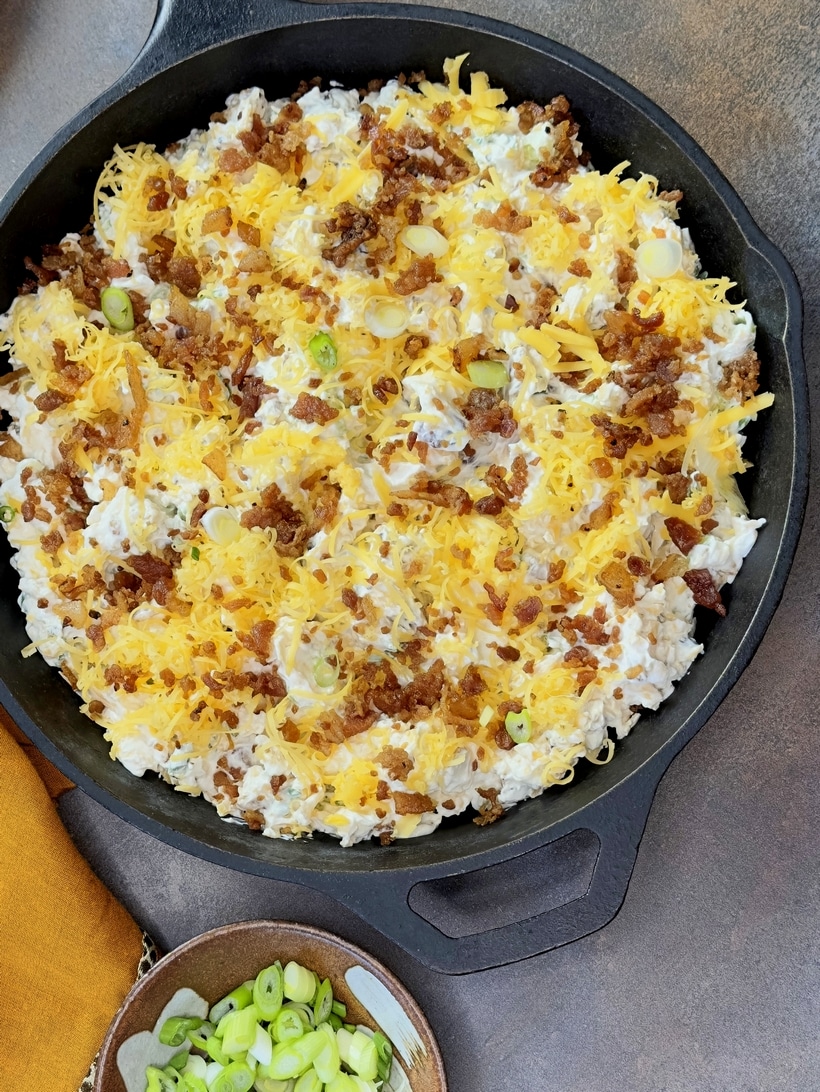 This hearty dip checks all the boxes that make a warm and creamy dip a classic - big flavor, gooey cheese and in this case, smoky bacon. bacon cheddar dip