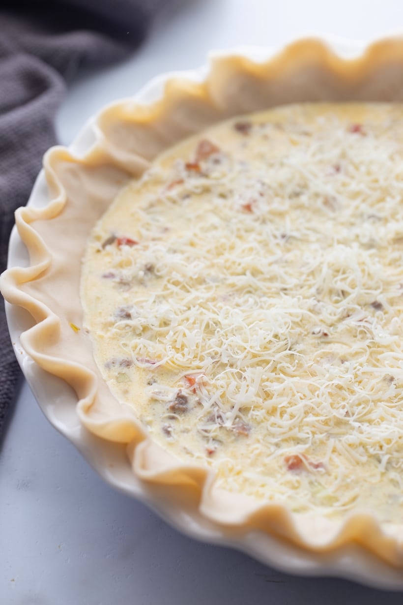 ground beef quiche crust before baking