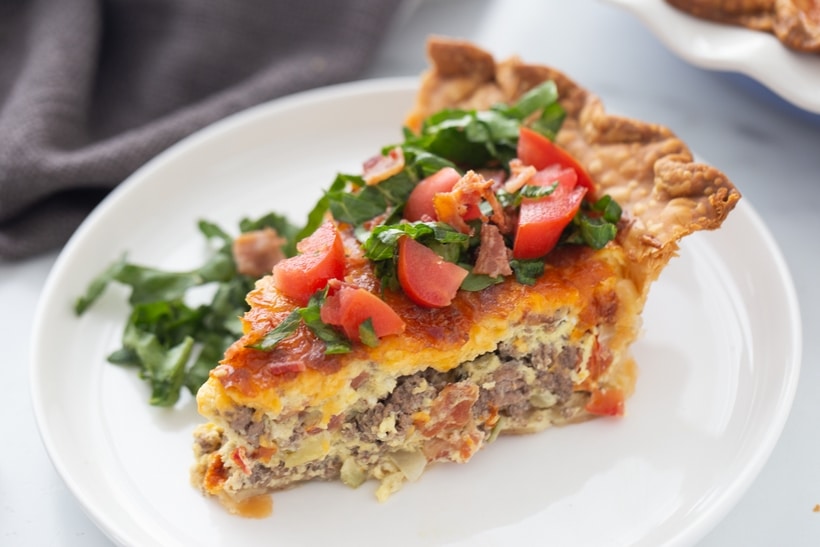 slice of ground beef quiche
