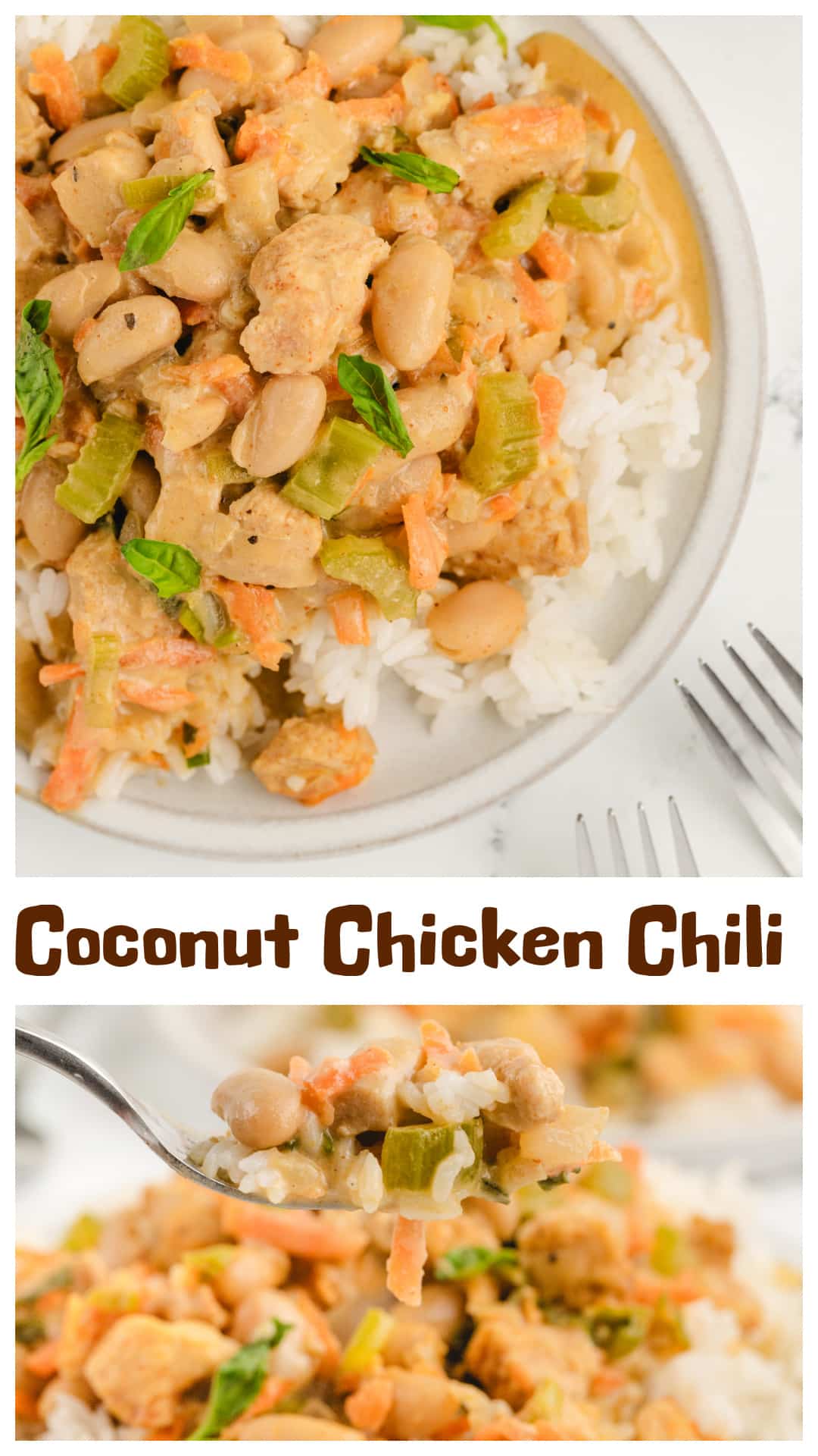 This coconut chicken chili is creamy, cozy, and full of warming spice. The coconut milk gives it a mellow, tropical vibe that’s unexpected in the best way and perfect over jasmine rice. via @cmpollak1