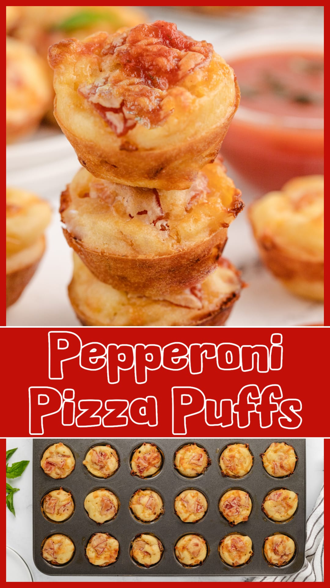 These pepperoni pizza puffs are an easy, cheesy, bite-sized snack with all the flavors of classic pizza. Made with simple ingredients like mozzarella, pepperoni, and a quick batter, they bake up golden and fluffy in a mini muffin pan. Serve them warm with pizza sauce for dipping, perfect for an anytime snack. via @cmpollak1