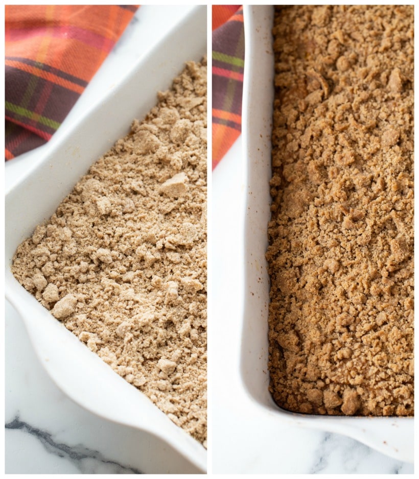 Baked and unbaked crumb topping for crumb cake
