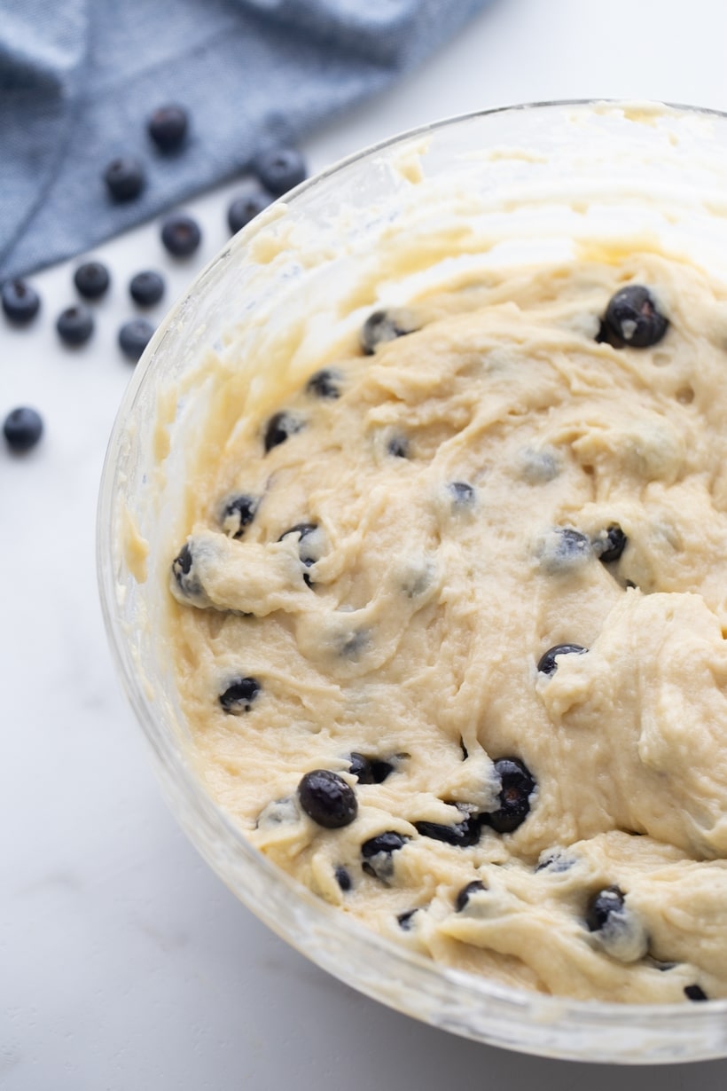 blueberry muffin batter in a bowl