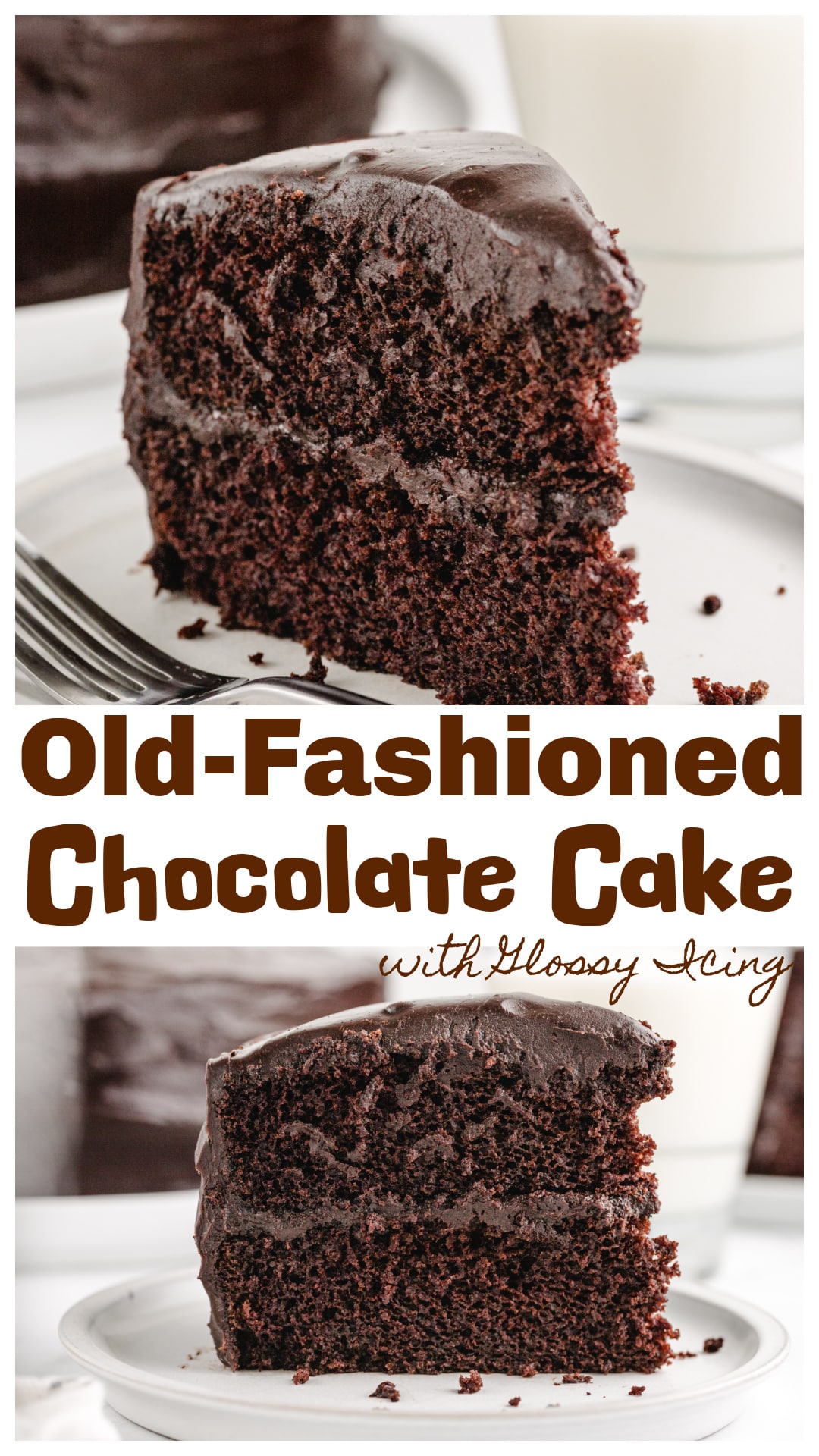 This Old-Fashioned Chocolate Cake with Glossy Chocolate Icing is a classic chocolate layer cake made with cocoa powder and no eggs. It’s an easy vintage cake recipe that bakes up soft and moist with a simple stovetop icing that sets into a smooth, glossy finish. Whether you need an egg-free recipe, a homemade birthday cake, or just love baking recipes with deep chocolate flavor, this one-bowl chocolate cake is a must-try. via @cmpollak1