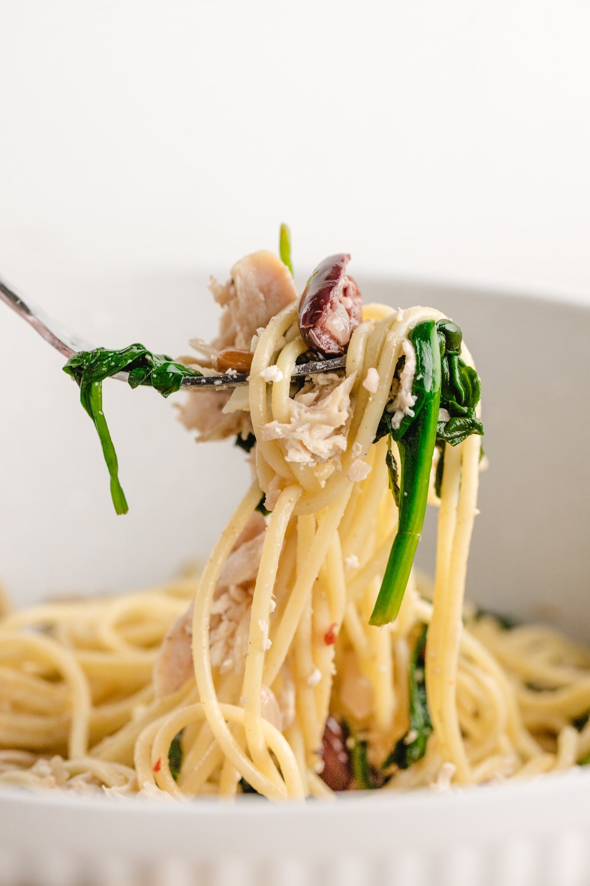 Serving Greek Chicken Pasta a serving of Greek chicken pasta