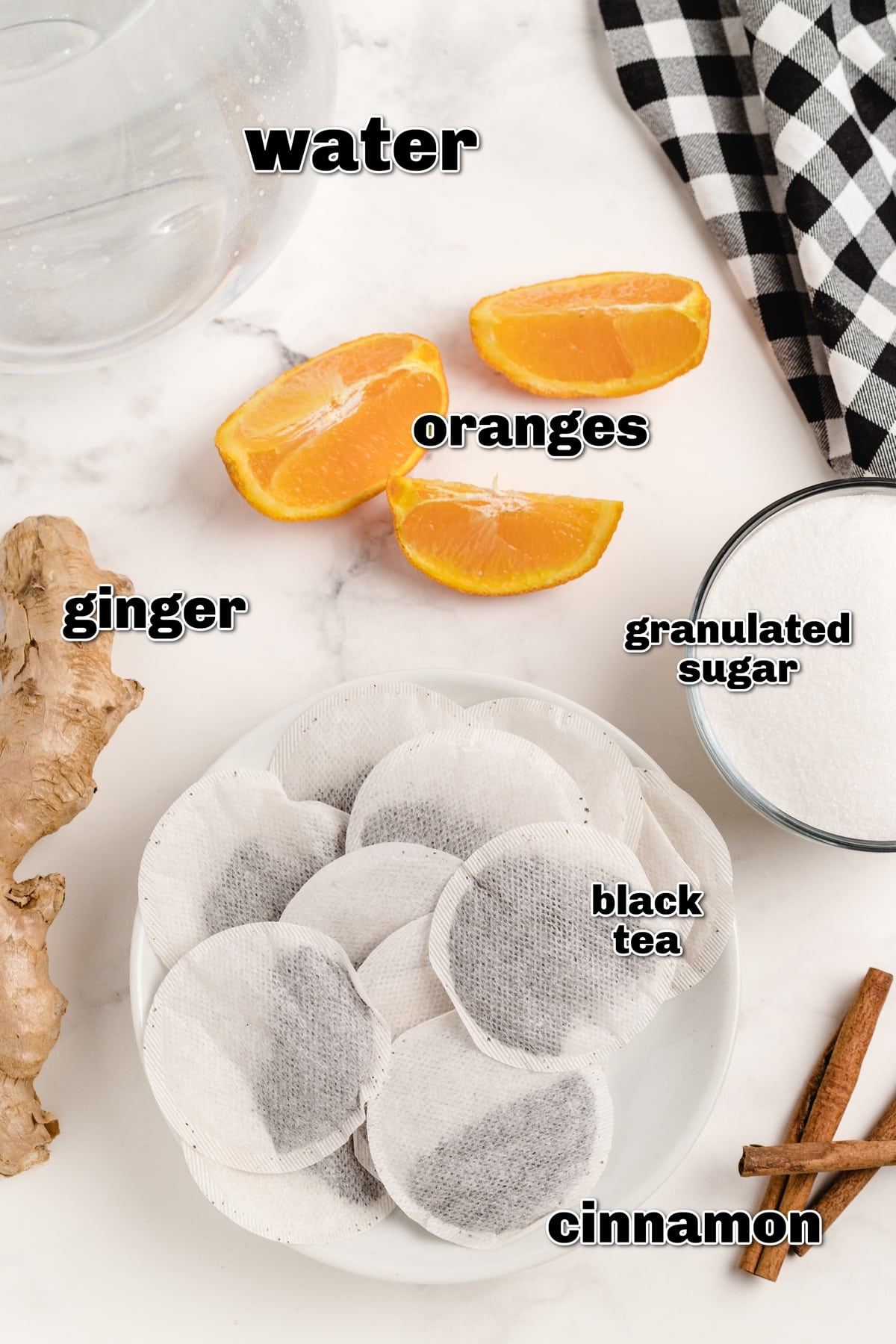 Cinnamon Orange Sweet Tea is not your typical backyard barbecue iced tea, it's so much better! This next level sweet tea uses cinnamon and ginger to highlight the sweetness of the added sugar and bring the citrus undertones to life! ingredients
