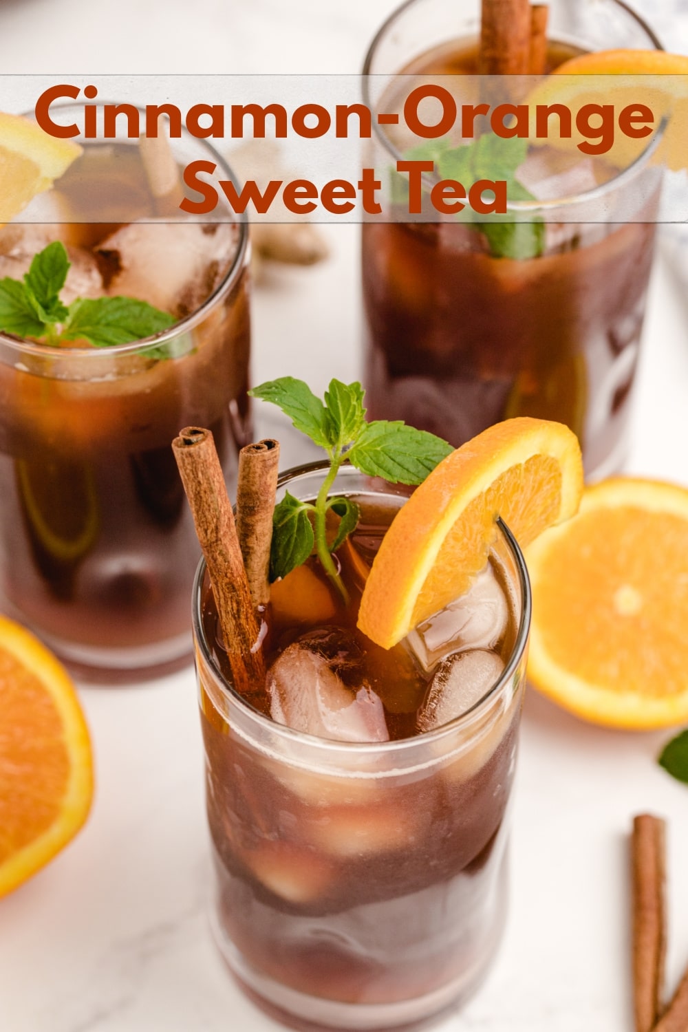 Cinnamon Orange Sweet Tea is not your typical backyard barbecue iced tea, it's so much better! This next level sweet tea uses cinnamon and ginger to highlight the sweetness of the added sugar and bring the citrus undertones to life! via @cmpollak1