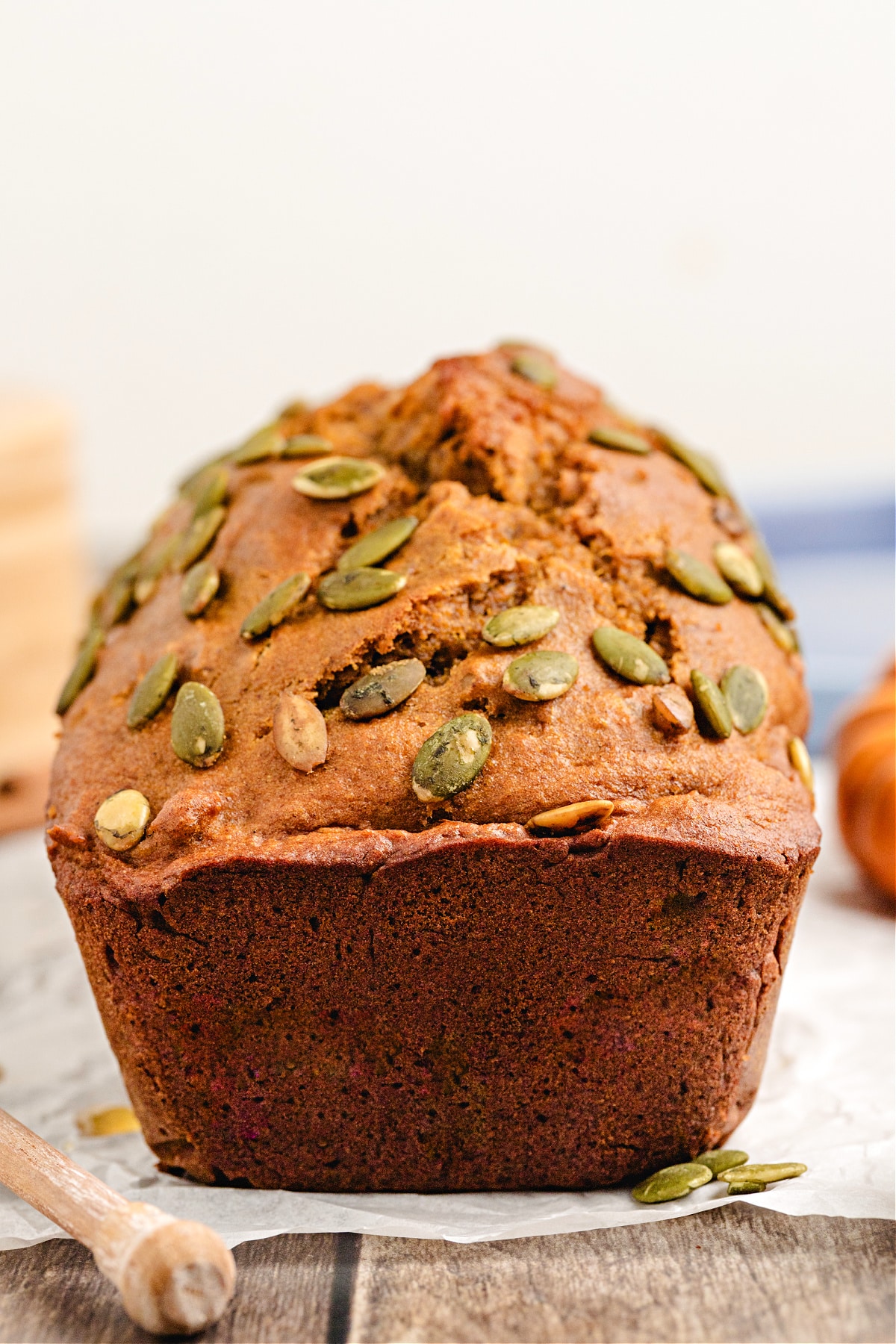 Honey Pumpkin Bread Pumpkin bread loaf with honey and olive oil for a tender crumb.