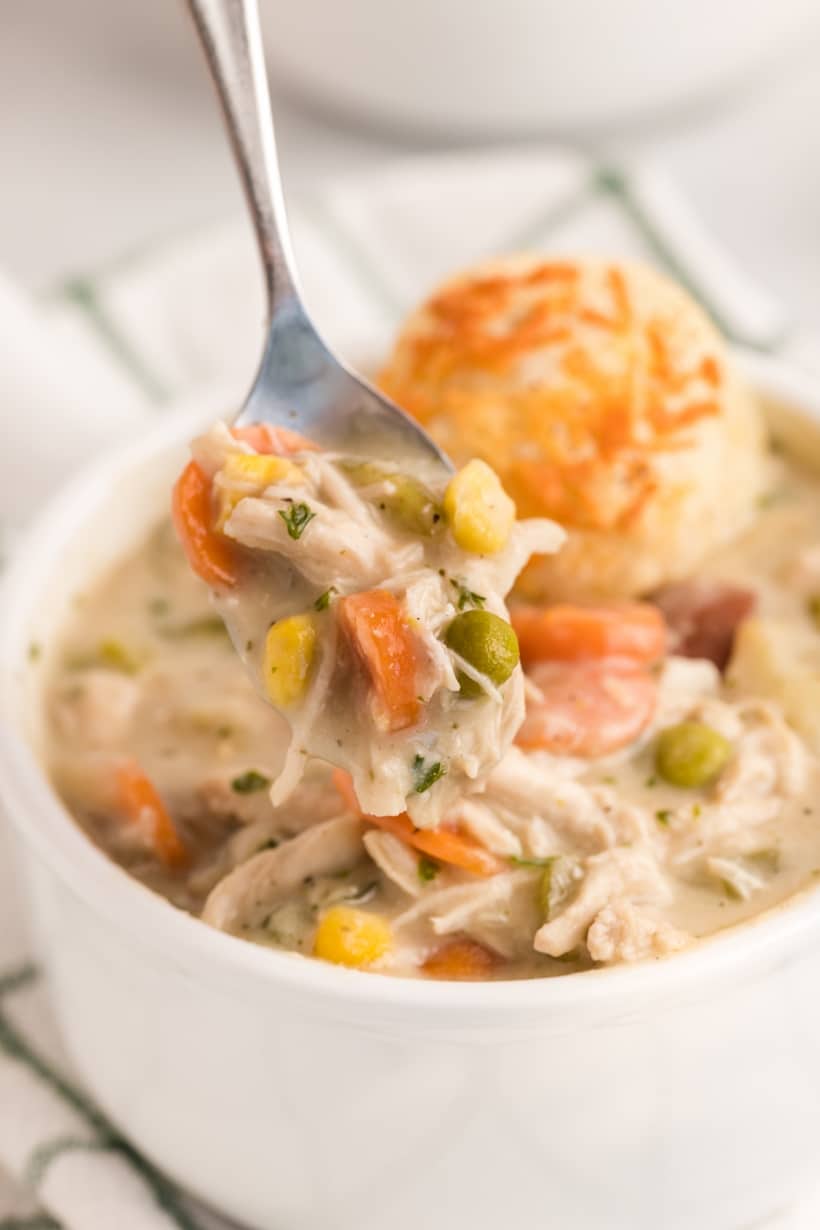 This chicken pot pie soup is a perfect comfort meal. The thick, creamy base is rich and hearty, with all the cozy flavors of chicken pot pie in soup form. chicken pot pie bowl