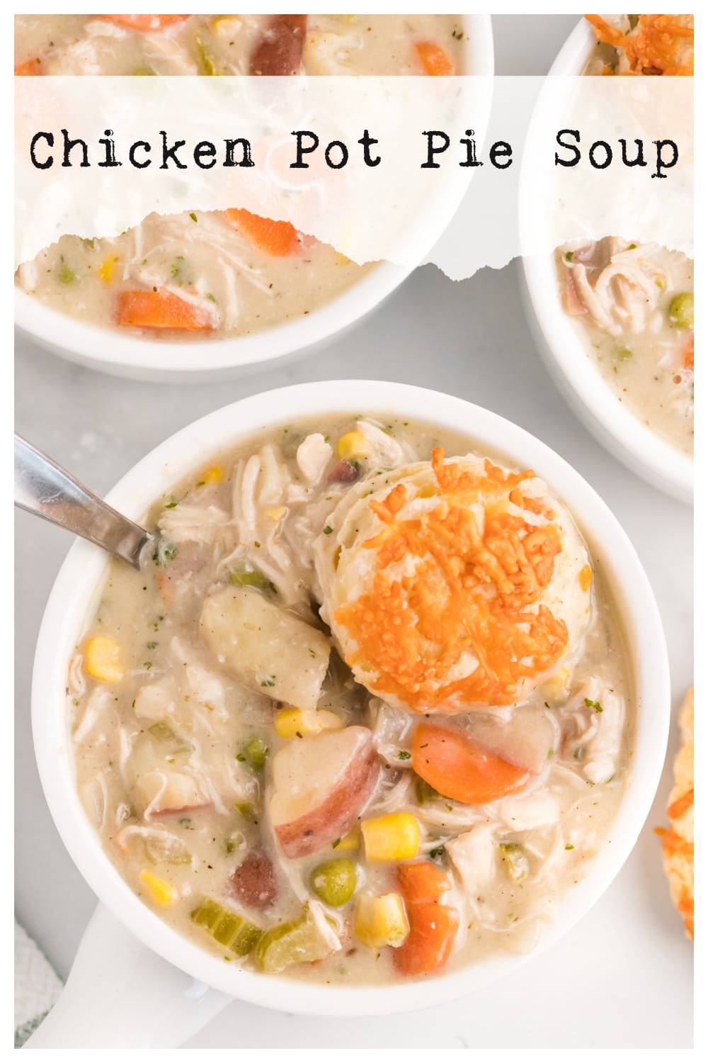 This chicken pot pie soup is a perfect comfort meal. The thick, creamy base is rich and hearty, with all the cozy flavors of chicken pot pie in soup form. via @cmpollak1