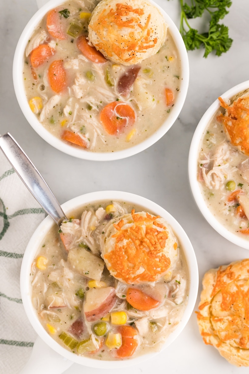 This chicken pot pie soup is a perfect comfort meal. The thick, creamy base is rich and hearty, with all the cozy flavors of chicken pot pie in soup form. chicken pot pie soup