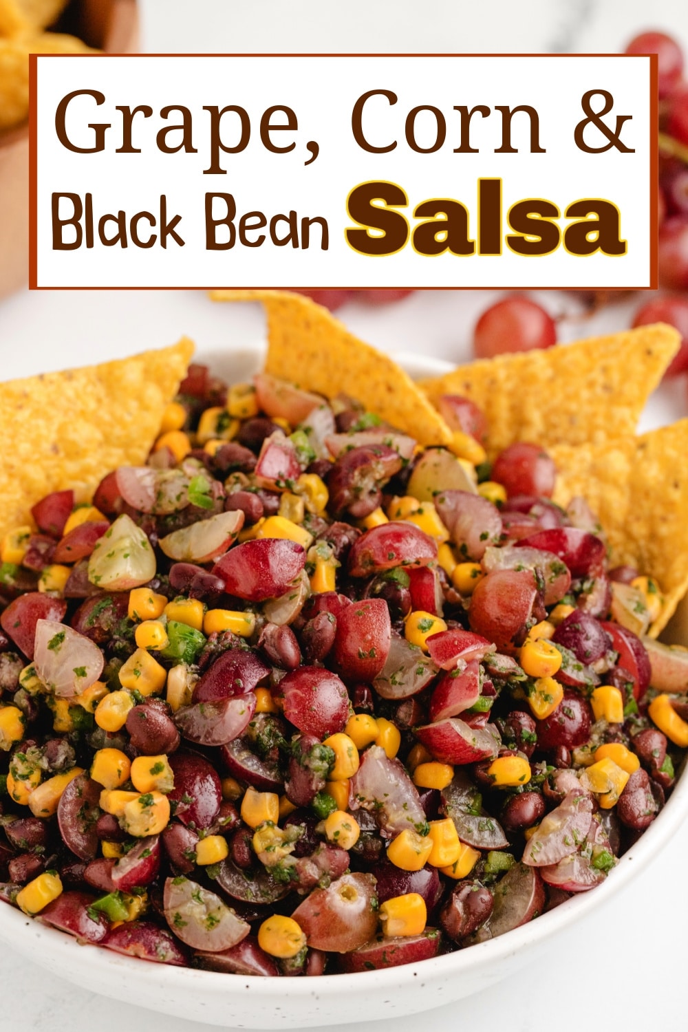 Whenever you want a fresh, flavorful salsa that’s not the typical tomato-based version, this grape, corn, and black bean salsa hits the spot. It’s perfect for fish tacos or serving with tortilla chips. via @cmpollak1