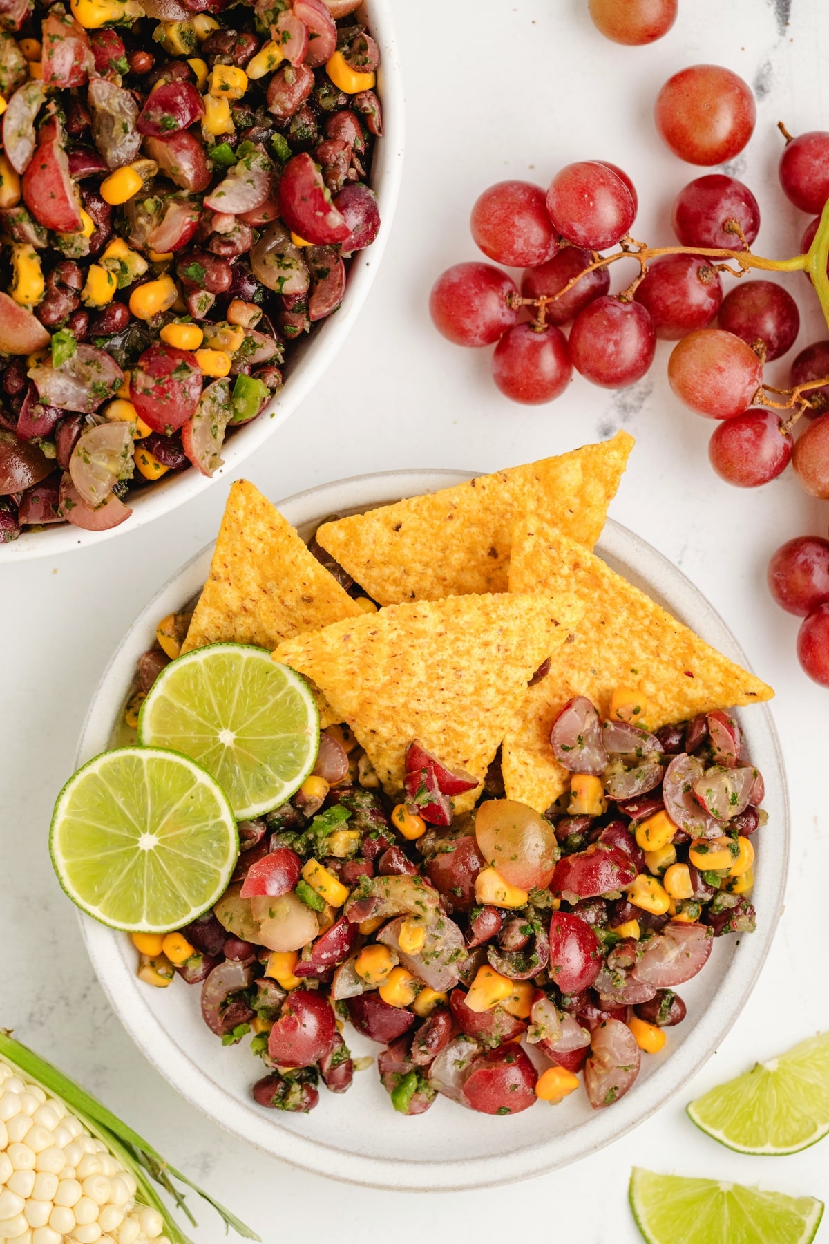 Whenever you want a fresh, flavorful salsa that’s not the typical tomato-based version, this grape, corn, and black bean salsa hits the spot. It’s perfect for fish tacos or serving with tortilla chips. salsa no tomatoes