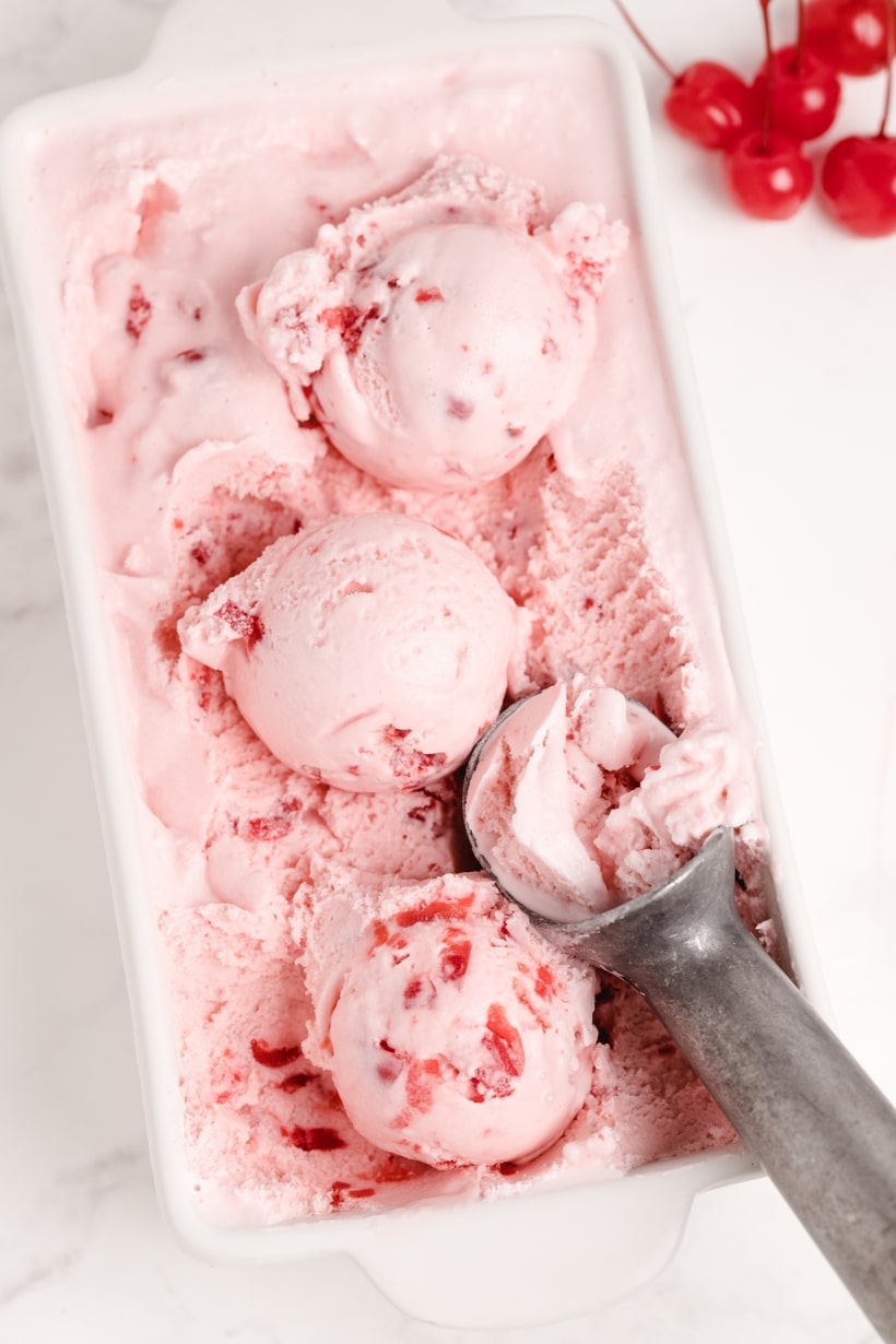Maraschino Cherry Ice Cream is a deliciously creamy cherry ice cream and does not require making a custard. Just chill your ingredients before freezing in your ice cream maker and you will soon be enjoying your new favorite dessert. maraschino cherry ice cream
