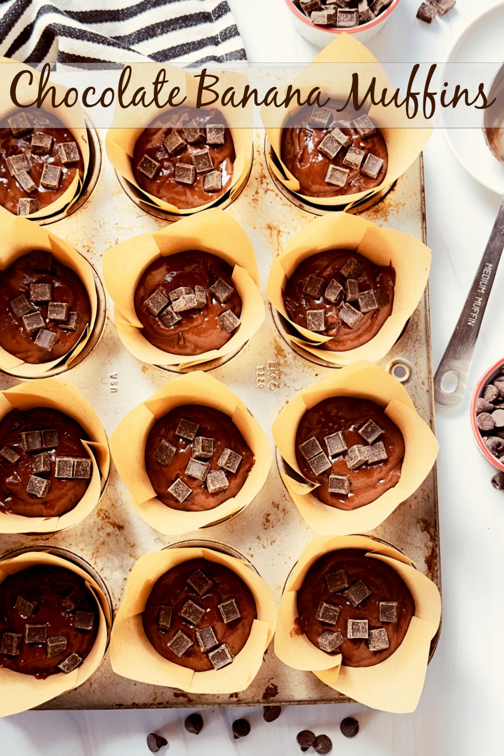 These double chocolate banana muffins boast a hint of spicy heat, a gooey ganache icing and naturally sweet mashed bananas. The densely rich and delicious texture is what you'd anticipate from your favorite chocolate pound cake. via @cmpollak1