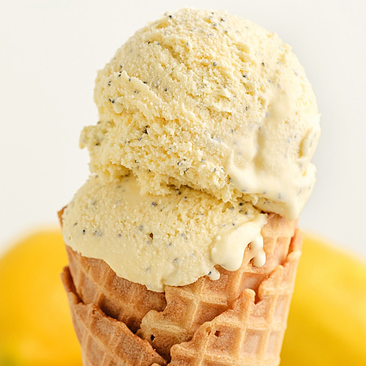 Creamy Lemon Poppy Seed Ice Cream (with Buttermilk & Lemon Curd)