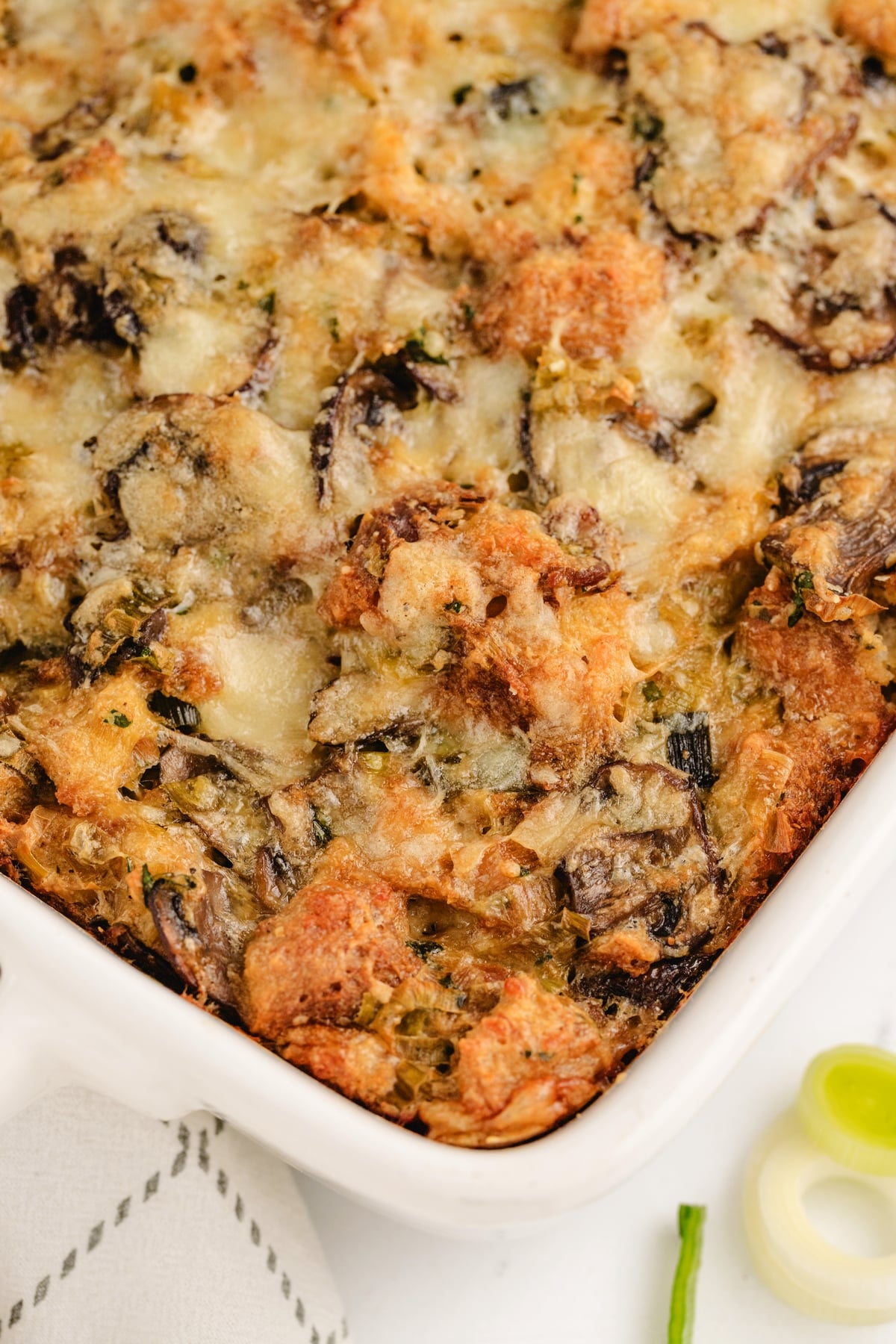 Mushroom and Leek bread pudding