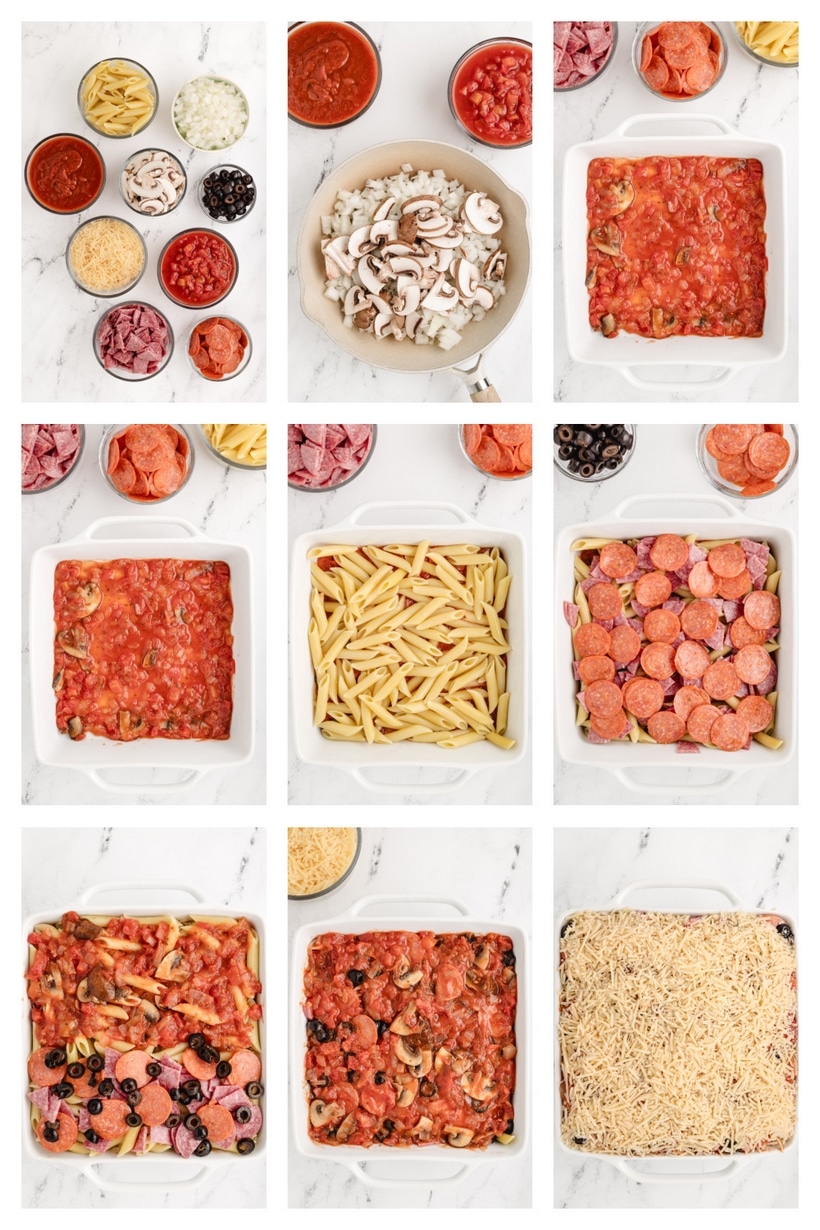 I'm up for pizza in any guise and this Pizza Casserole is a great option. Opting for pasta as a substitute for the base, rather than traditional pizza dough, offers a speedy solution—quicker than DIY or probably even waiting for a delivery. With just a handful of ingredients, pizza night gets a unique twist without sacrificing the deliciousness. how to make pizza casserole