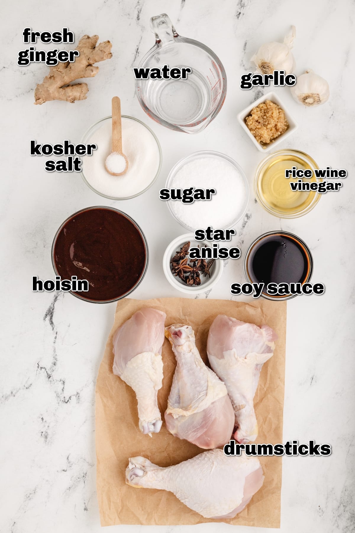  Ingredients for brined chicken drumsticks with hoisin glaze