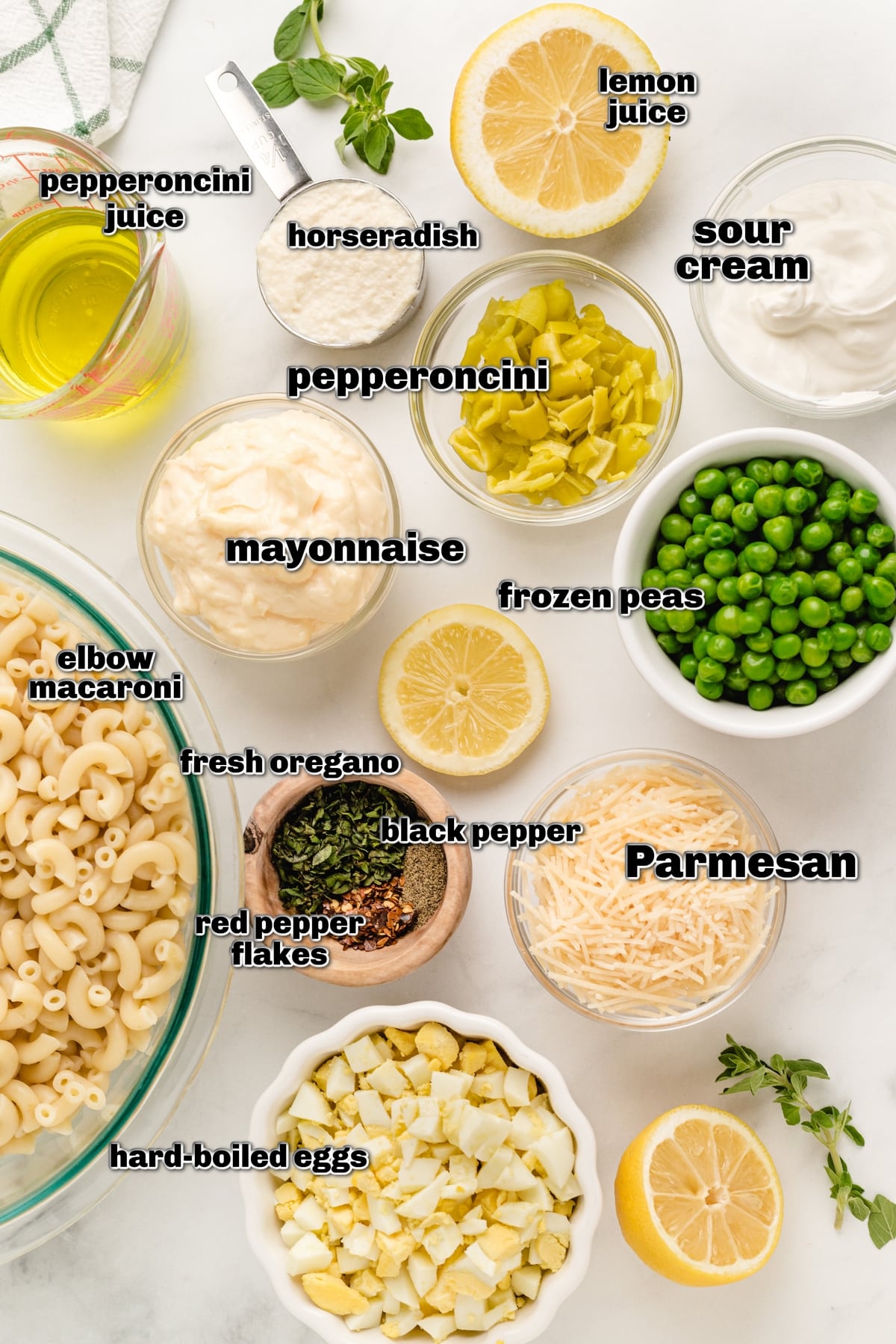 I love this spicy horseradish macaroni salad for it's creamy noodles, the punchy pickled veggie addition, and the fresh herbs. For me, this spicy macaroni salad is the perfect side dish for every gathering, whether it's a grilling session or a potluck celebration. ingredients