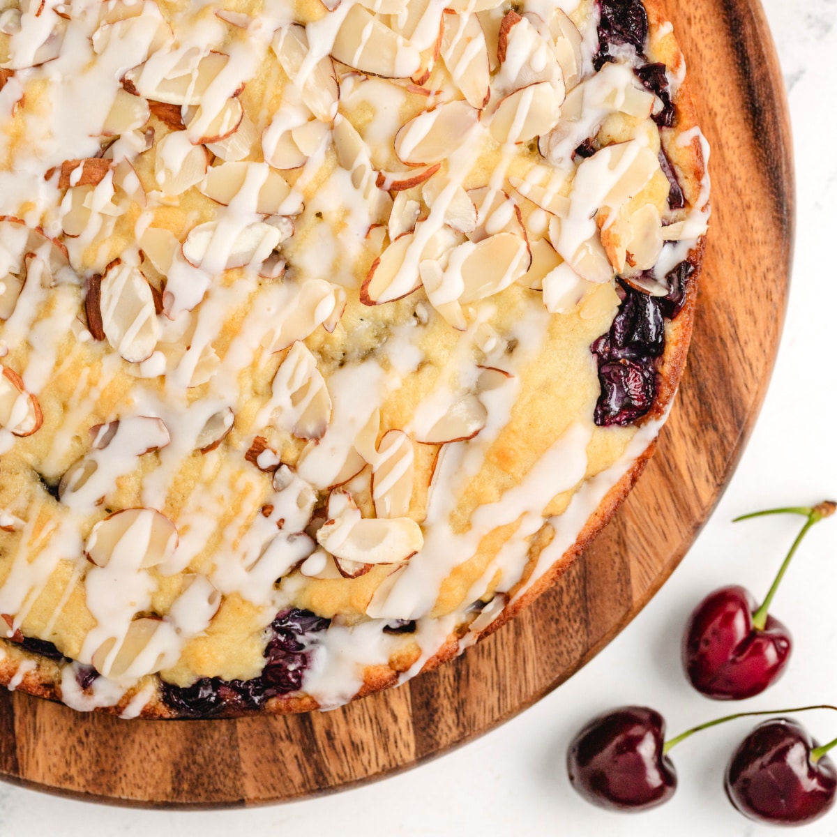 Cherry Almond Coffee Cake with Fresh Cherries