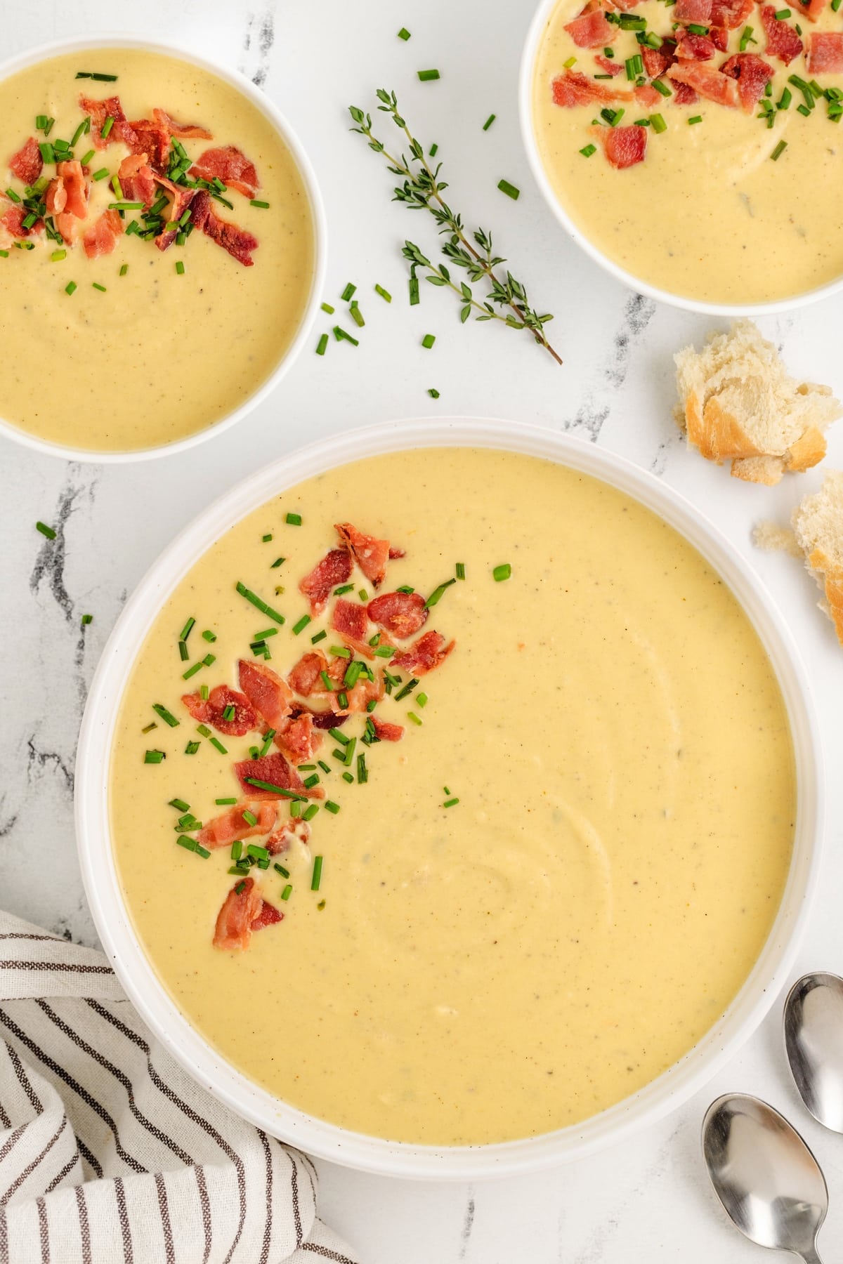 This creamy Butternut-Boursin-Bacon Soup hits all the right notes, with the seasoned cheese adding an extra layer of flavor. Serve it as a starter or side when you want something rich and impressive. soup butternut squash creamy