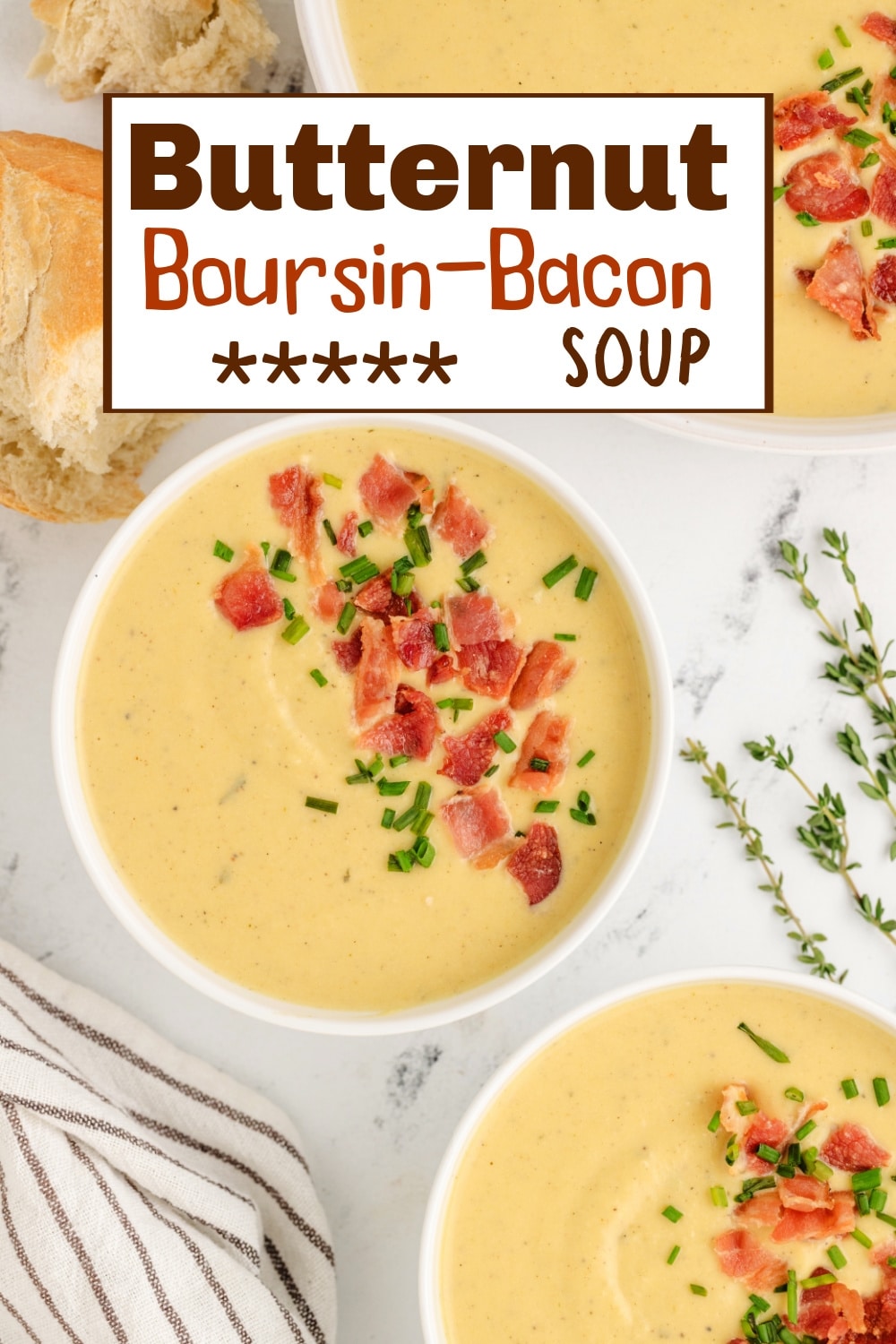 This creamy Butternut-Boursin-Bacon Soup hits all the right notes, with the seasoned cheese adding an extra layer of flavor. Serve it as a starter or side when you want something rich and impressive. via @cmpollak1