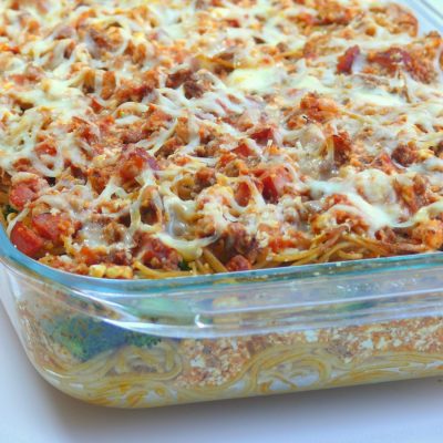 Healthier Spaghetti Bake from NoblePig.com