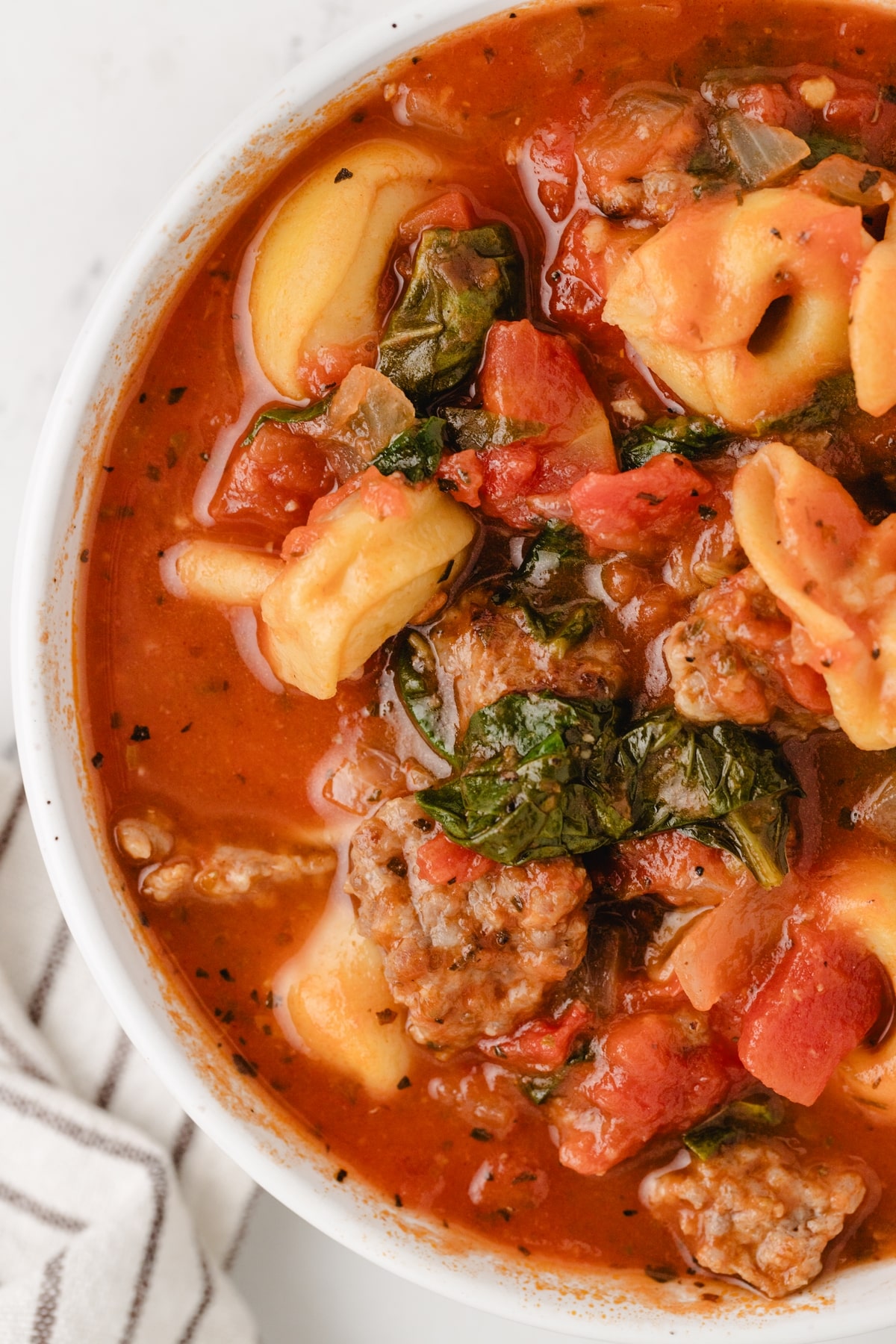 soup with sausage and tortellini