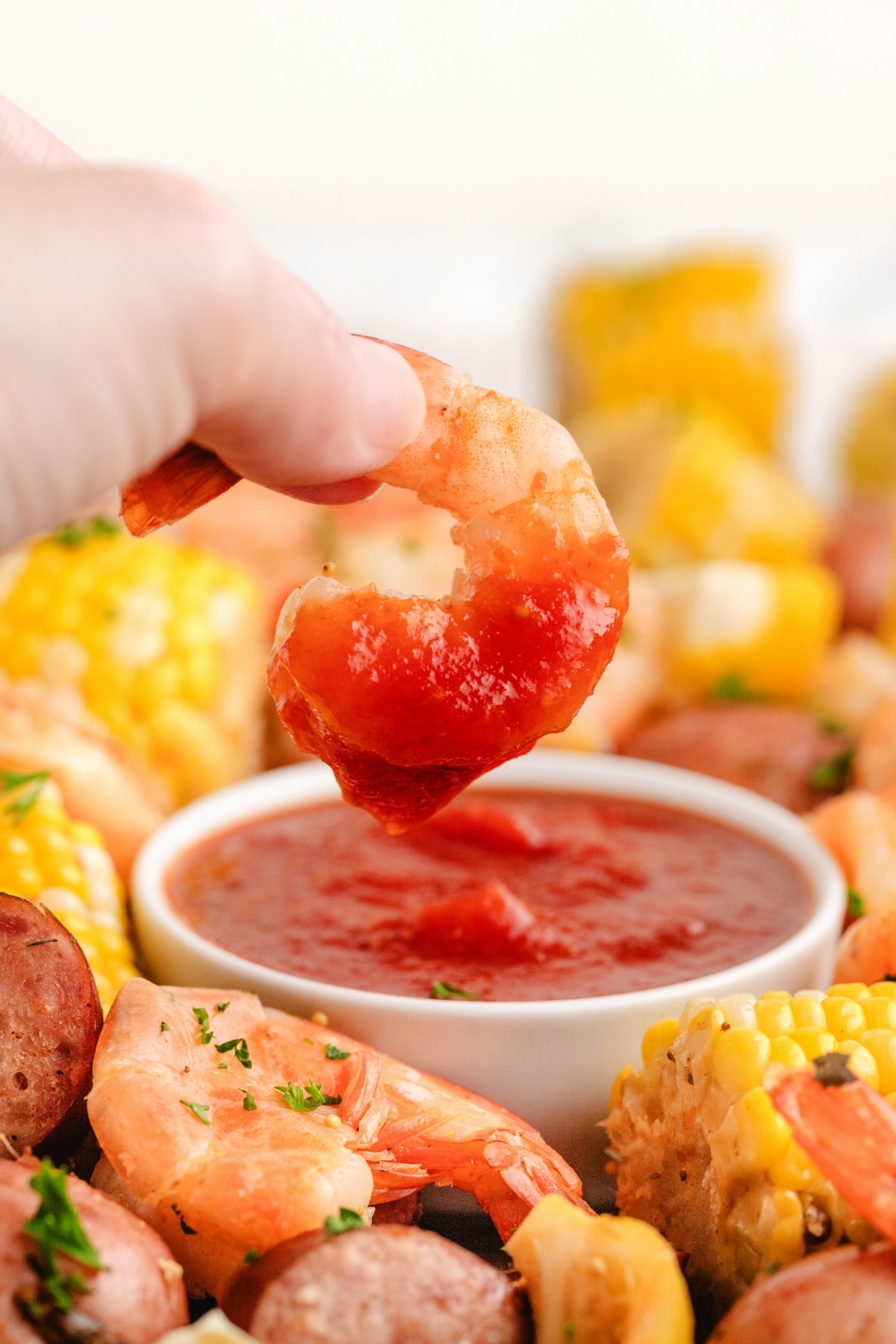 shrimp boil with dipping sauce