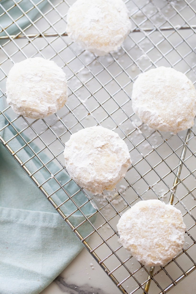 A sweet butter, meltaway cookie, made with crunchy Panko breadcrumbs. The addition of Panko brings a distinct texture to these cookies that would otherwise simply melt in your mouth. Panko cookies on a cooling rack.