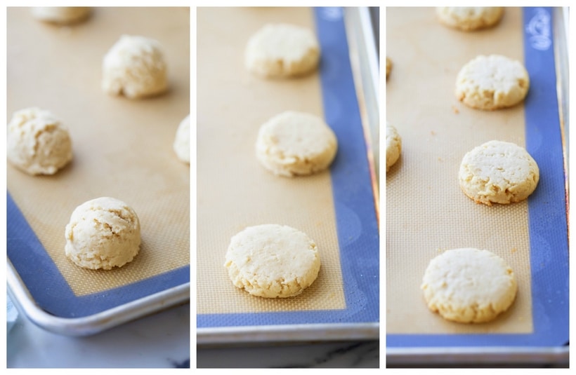 A sweet butter, meltaway cookie, made with crunchy Panko breadcrumbs. The addition of Panko brings a distinct texture to these cookies that would otherwise simply melt in your mouth. panko cookies on a baking tray