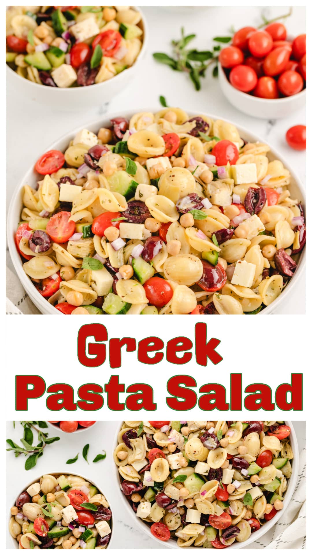 This Greek pasta salad is a fresh, flavorful twist on a classic Greek salad with tender pasta, chickpeas, crisp veggies, and a zesty Greek pasta salad dressing. Topped with feta, Kalamata olives, and artichokes, it’s a perfect cold dish for BBQ side dish recipes, meal prep, or an easy weeknight meal. If you're looking for pasta salad ideas that double as side dish recipes, this one is a must-try! via @cmpollak1