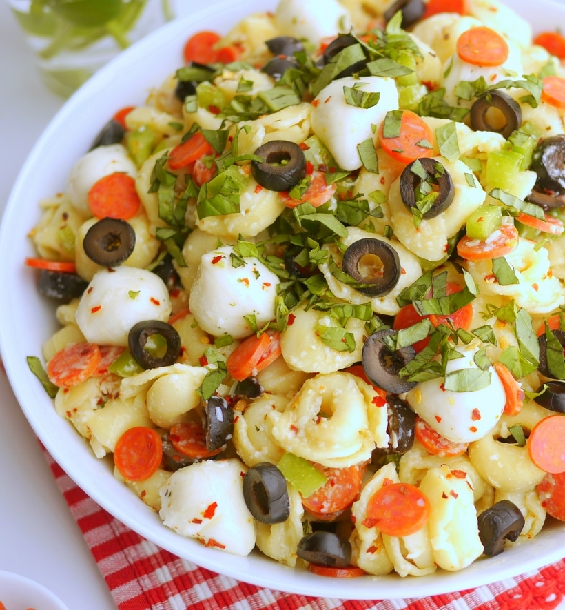 Italian pasta salad with pepperoni