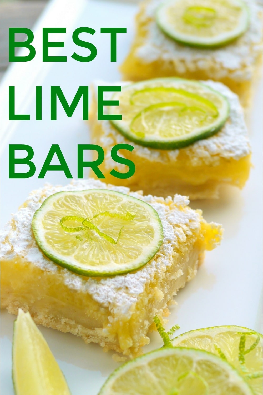 These lime bars are a refreshing, sweet treat after any meal. Tangy and delicious, each bite reminds you of your favorite lime pie recipe, without the hassle of making a pie crust. They are so simple to put together that they become the hit of any gathering. via @cmpollak1